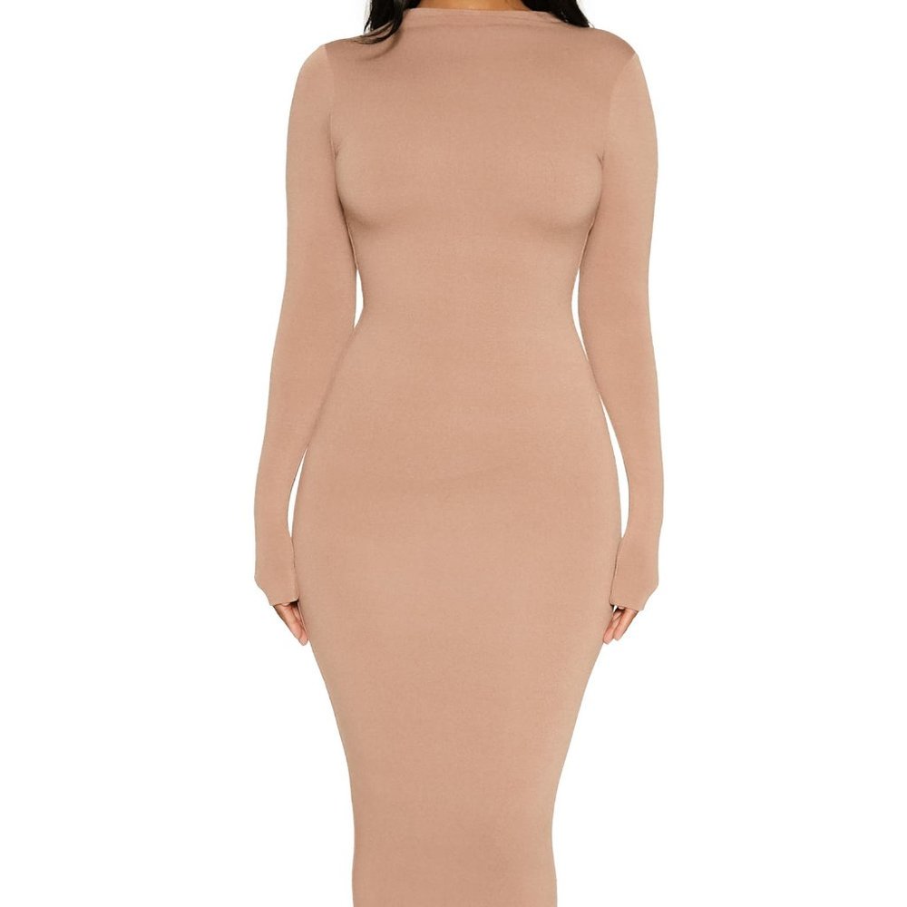 NWT Naked Wardrobe Mid Dress - Tan Size Small